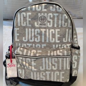 Brand New: Justice Metallic 17" Backpack w/ Lanyard & Key Chain